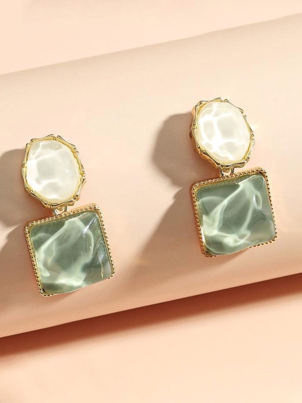 LIME TWIST-  LAYFUL COLORBLOCK EARRINGS