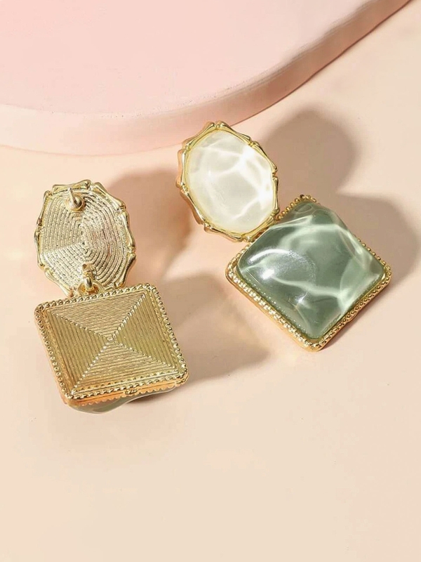 LIME TWIST-  LAYFUL COLORBLOCK EARRINGS