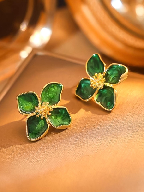 EMERALD BLOOM- STATEMENT FLORAL STUDS