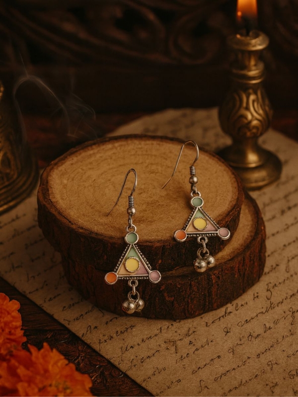 MYSTIC PRISM - PASTEL ENAMELLED OXIDISED EARRINGS