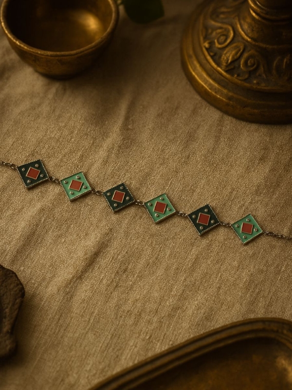 POP GEMS- GEOMETRIC ENAMELLED OXIDISED CHOKER