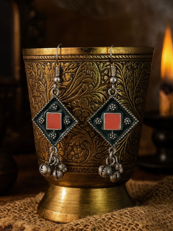 KITE POP - GEOMETRIC OXIDISED EARRING