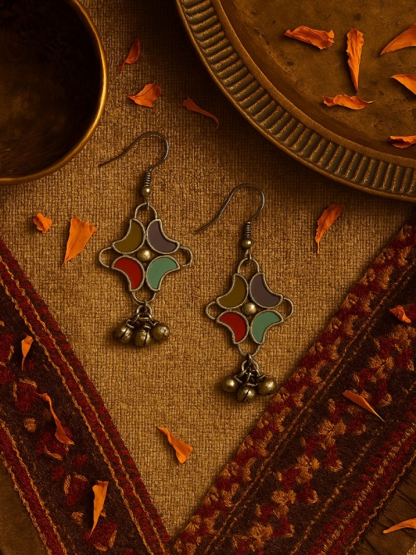 MOON BLOOM-  CRESCENT-SHAPED ENAMEL EARRINGS