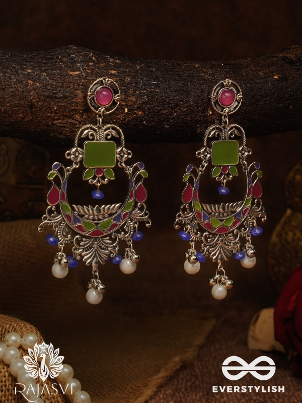 ROYAL CHAAND - STATEMENT ENAMELLED OXIDISED EARRING
