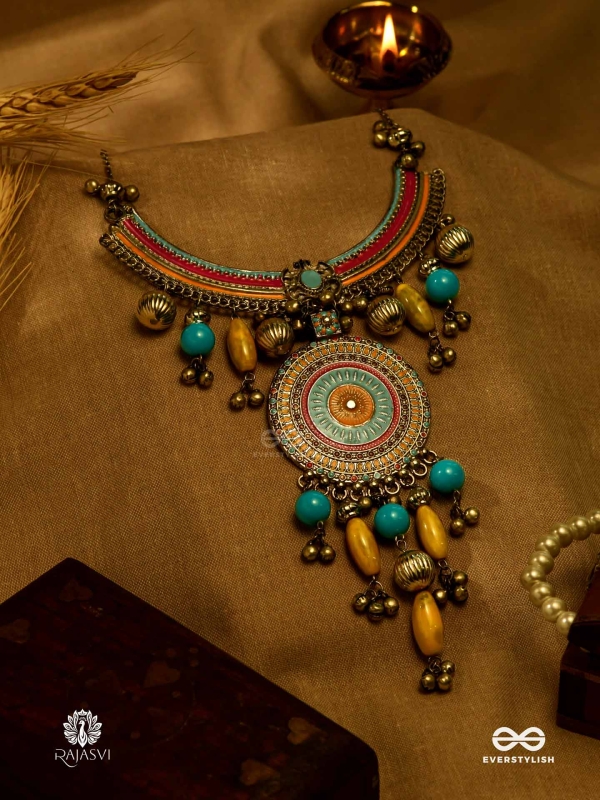 SUNBURST DREAM - ENAMELLED TRIBAL NECKLACE