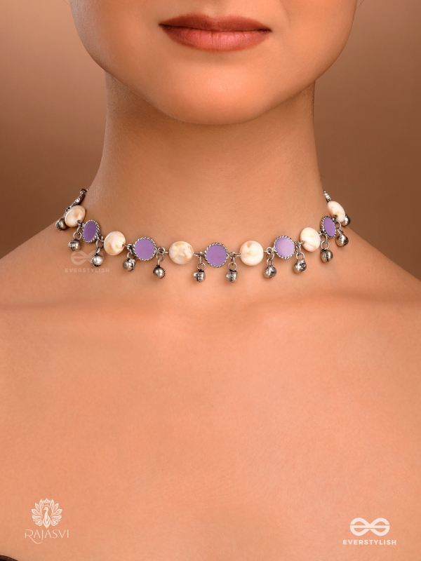 LAVENDER LINK - OXIDISED CHAIN NECKLACE