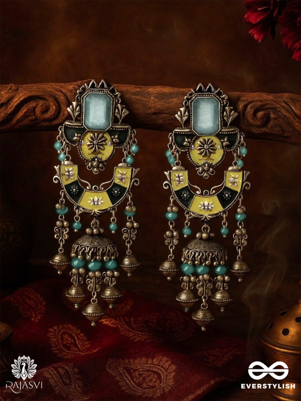 BREEZY RHYTHM - ENAMELLED OXIDISED DANGLE EARRING