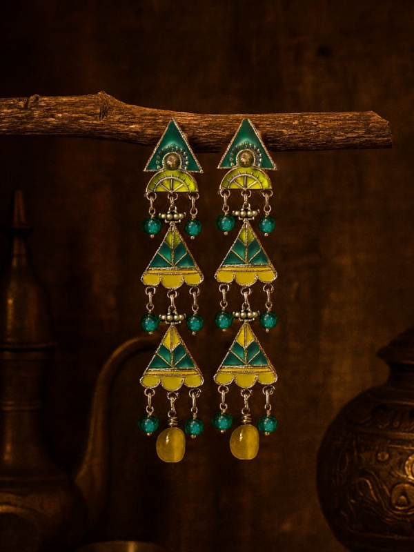 LIME LOOP - TRIANGLE ENAMEL EARRINGS