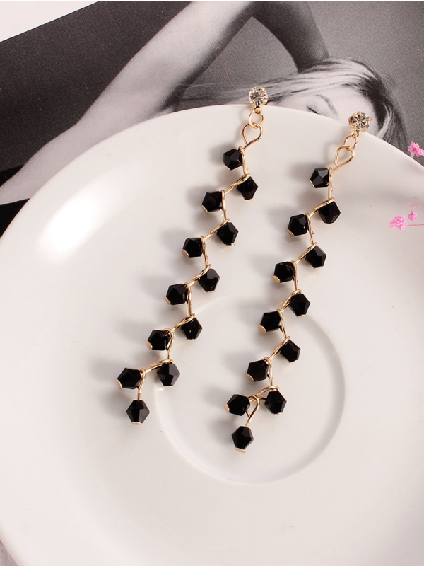 The Branched Elegance Dangling Earrings- Black
