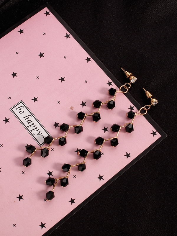 The Branched Elegance Dangling Earrings- Black