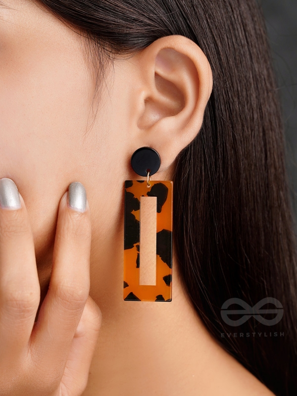 The Leopard Rectangle Danglers - Elegant Acrylic Earrings