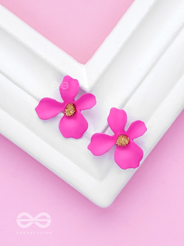 The Floral Finesse - Gorgeous Statement Studs (Cerise Pink)