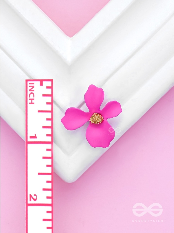 The Floral Finesse - Gorgeous Statement Studs (Cerise Pink)