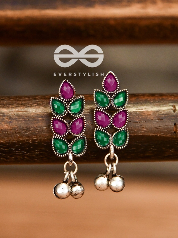 The Olive Branch Studs (Ruby-Emerald) - The Melodious Ghungroo Collection