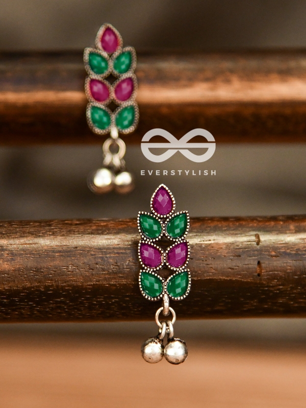 The Olive Branch Studs (Ruby-Emerald) - The Melodious Ghungroo Collection