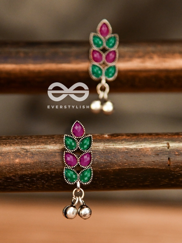 The Olive Branch Studs (Ruby-Emerald) - The Melodious Ghungroo Collection