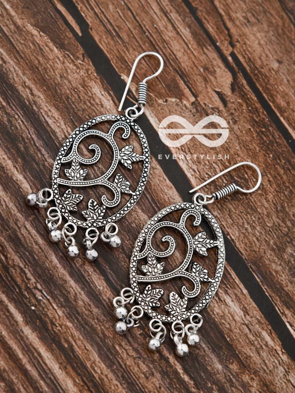 The Vintage Leaf Artwork - Oxidised Boho Earrings