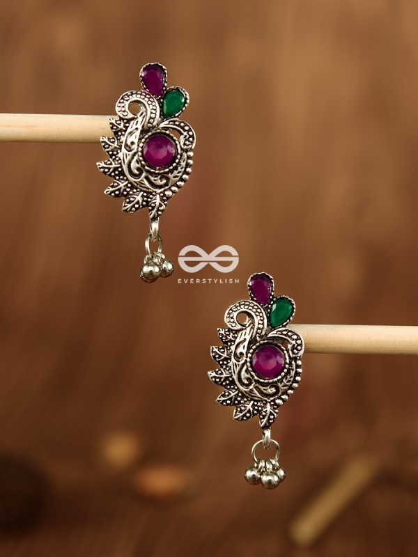 The Shimmery Motif Studs (Multicoloured) - Embellished Oxidised Collection