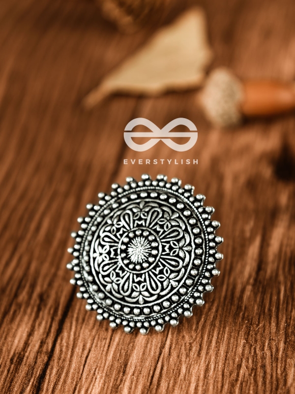 The Floral Symmetry - Oxidised Boho Ring
