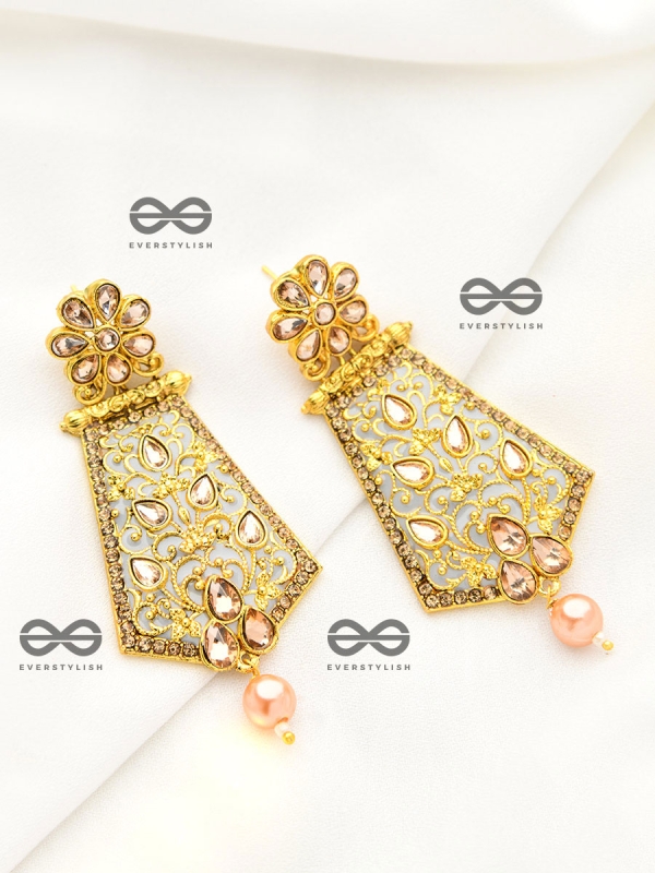 The Marvellous Meenakari Collection - Arya Earrings - Misty Grey