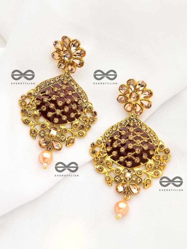 The Marvellous Meenakari Collection - Ruhi Earrings - Maroon-Pink