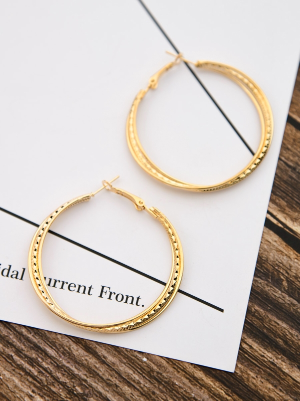 The Elegant Shimmer Triple Layered Hoops - Golden