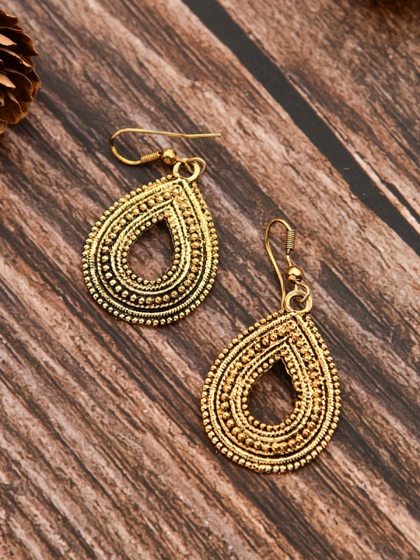 The Oxidised Droplet - Tiny Trinket Earrings - Golden