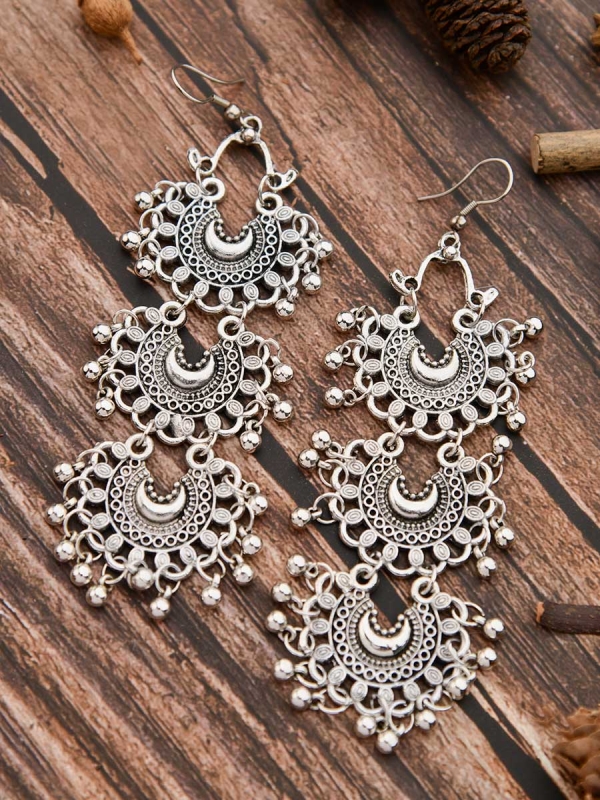 The Triple Moons - Oxidised Boho Earrings