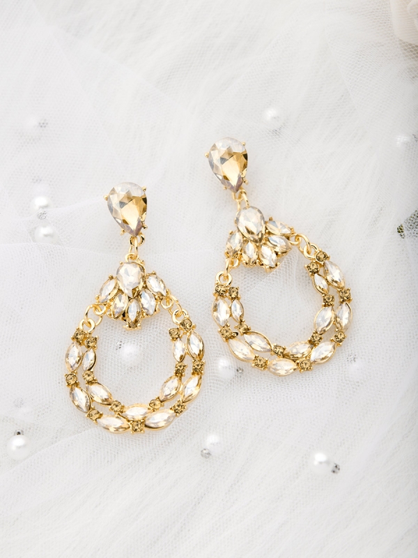 The Bellissimo Collection Embellished Droplet Earrings - Golden