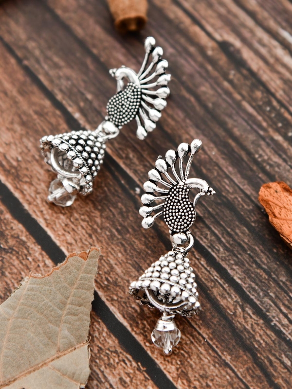 The Little Peacock Jhumkis - Tiny Trinket Earrings