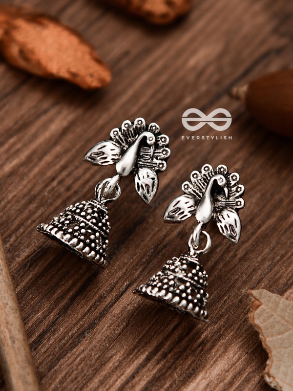 The Little Peacock Jhumki - Tiny Trinket Earrings