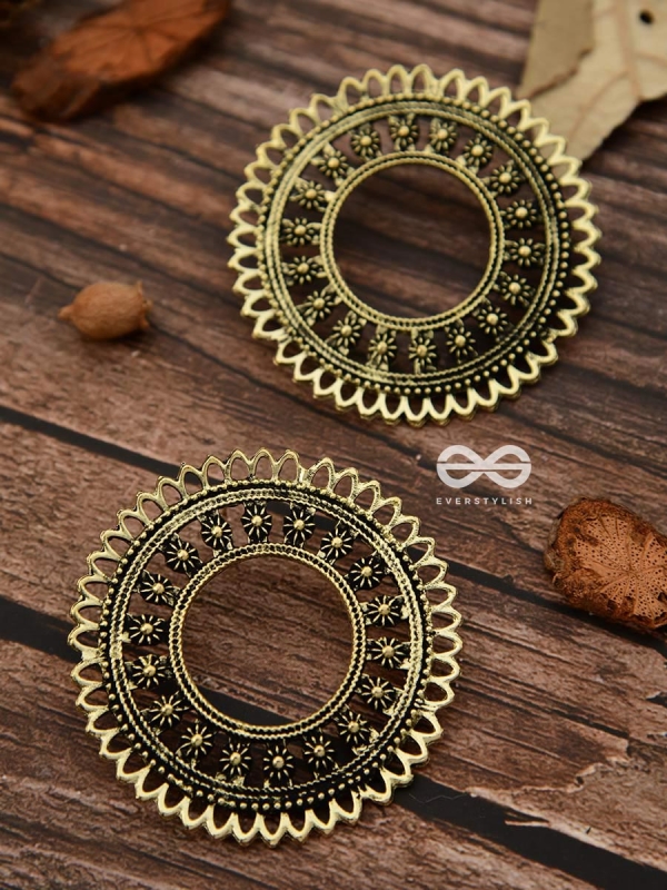 The Floral Sun - Golden - Oxidised Boho Earrings