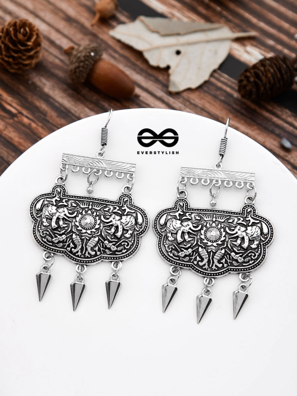 A History Inspired Artwork - Oxidised Boho Earrings