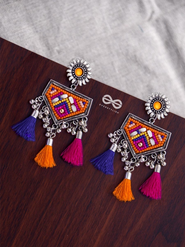 The Playful Desire (Pink-Blue-Orange) - The Embroidered Oxidised Collection