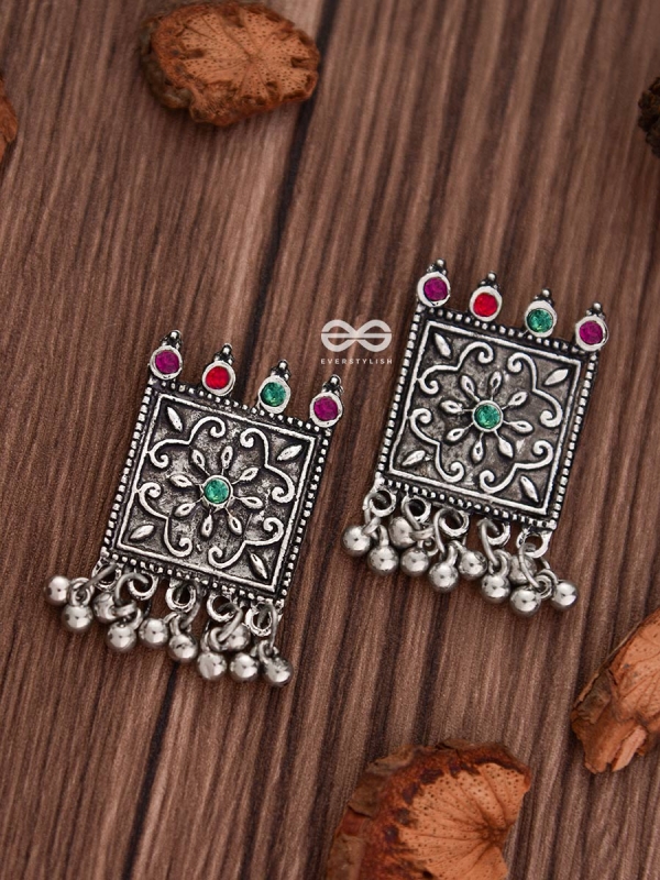 A Floral Ecstasy (Multicolour) - Embellished Oxidised Earrings