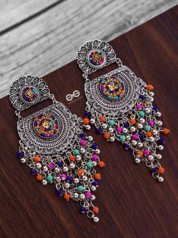 The Multi-Layered Beaded Jhaalar (Multicoloured) - Embroidered Oxidised Collection