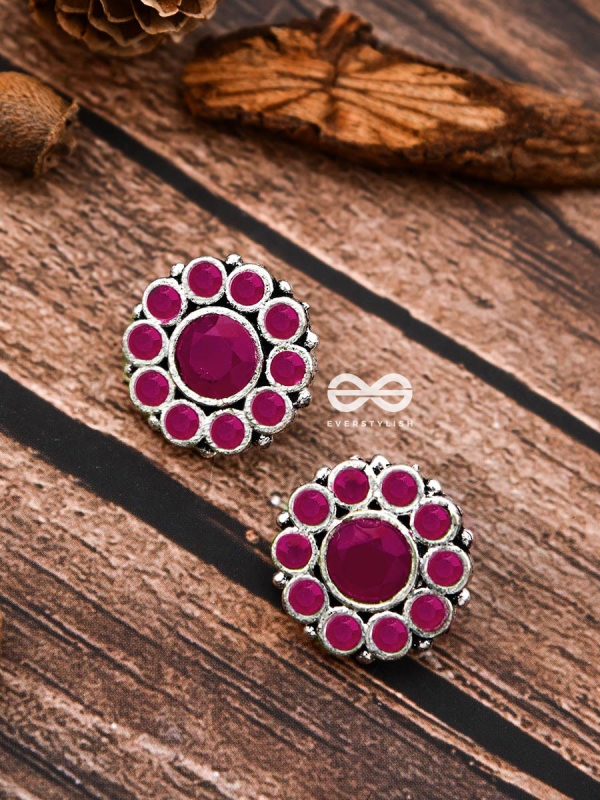 The Bling Button Studs - Ruby Red - Tiny Trinket Earrings