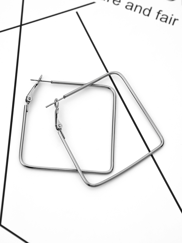 The Everyday Chic - Oversized Rectangle Hoops - Dark Grey