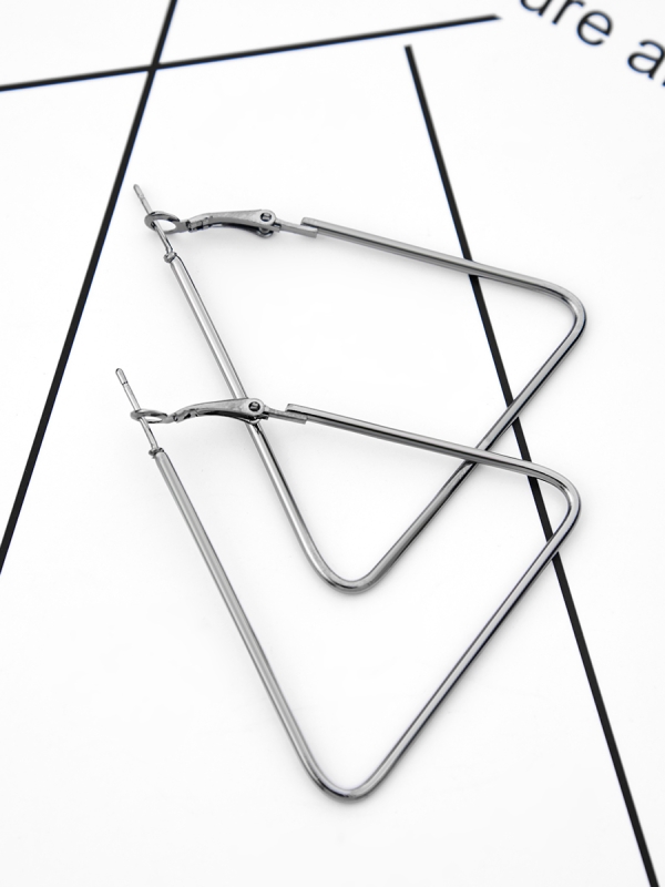 The Everyday Chic - Oversized Rectangle Hoops - Dark Grey
