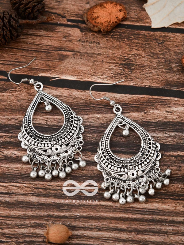 The Dazzling Droplet Danglers - Oxidised Boho Earrings