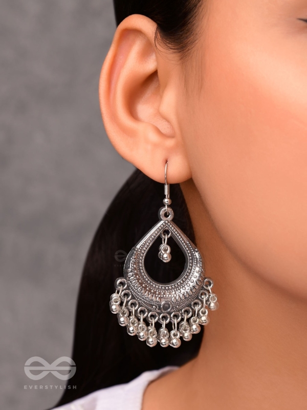 The Dazzling Droplet Danglers - Oxidised Boho Earrings