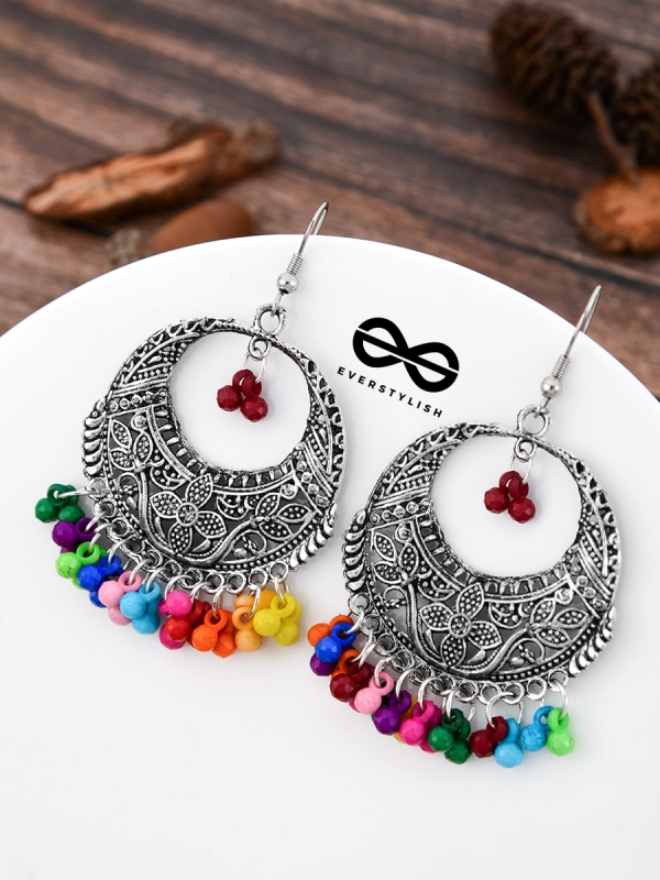 The Nature Motifs (Multicolour) - Oxidised Boho Earrings