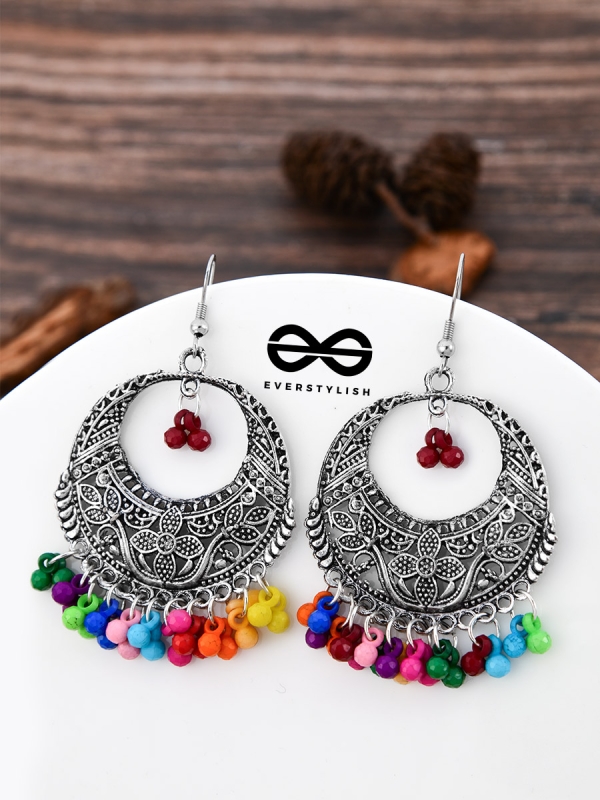The Nature Motifs (Multicolour) - Oxidised Boho Earrings