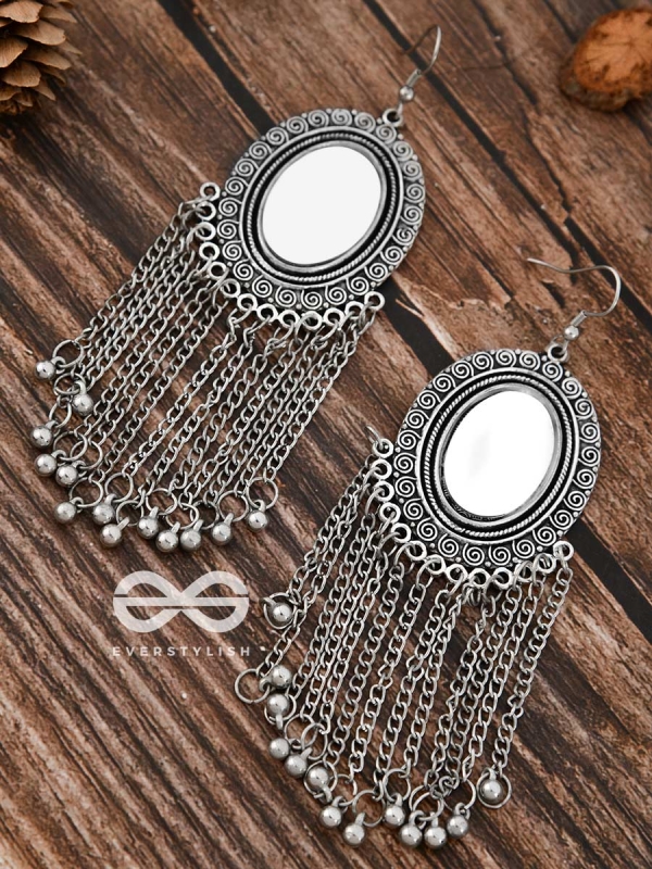 The Vintage Chain Danglers - Oxidised Boho Earrings