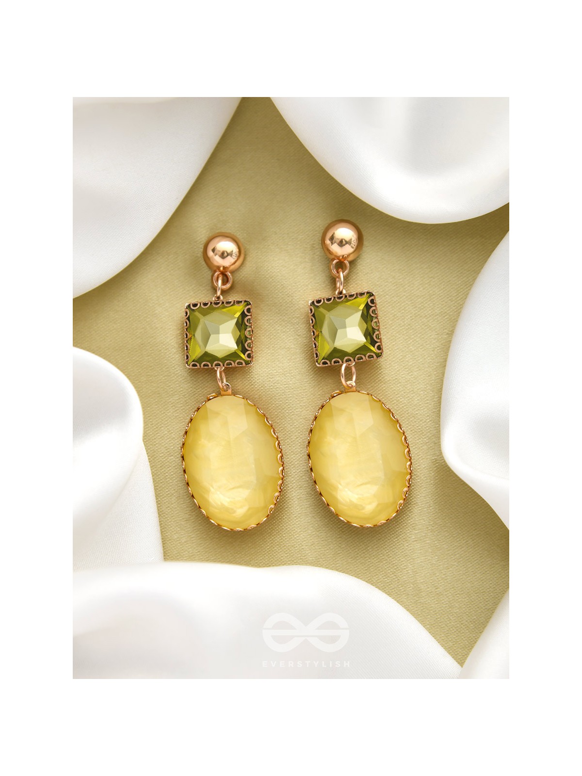 The Sun-Kissed- Golden Embellished Earrings