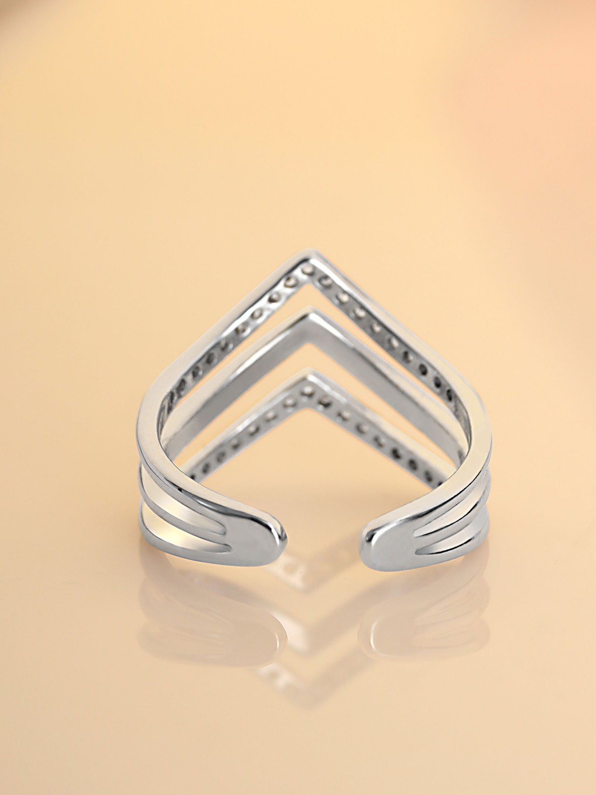 Leslie's Layered CZ Adjustable Ring (Silverette)