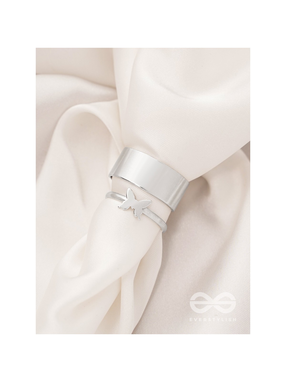 The Missing Moth- Set of Two Silver Rings