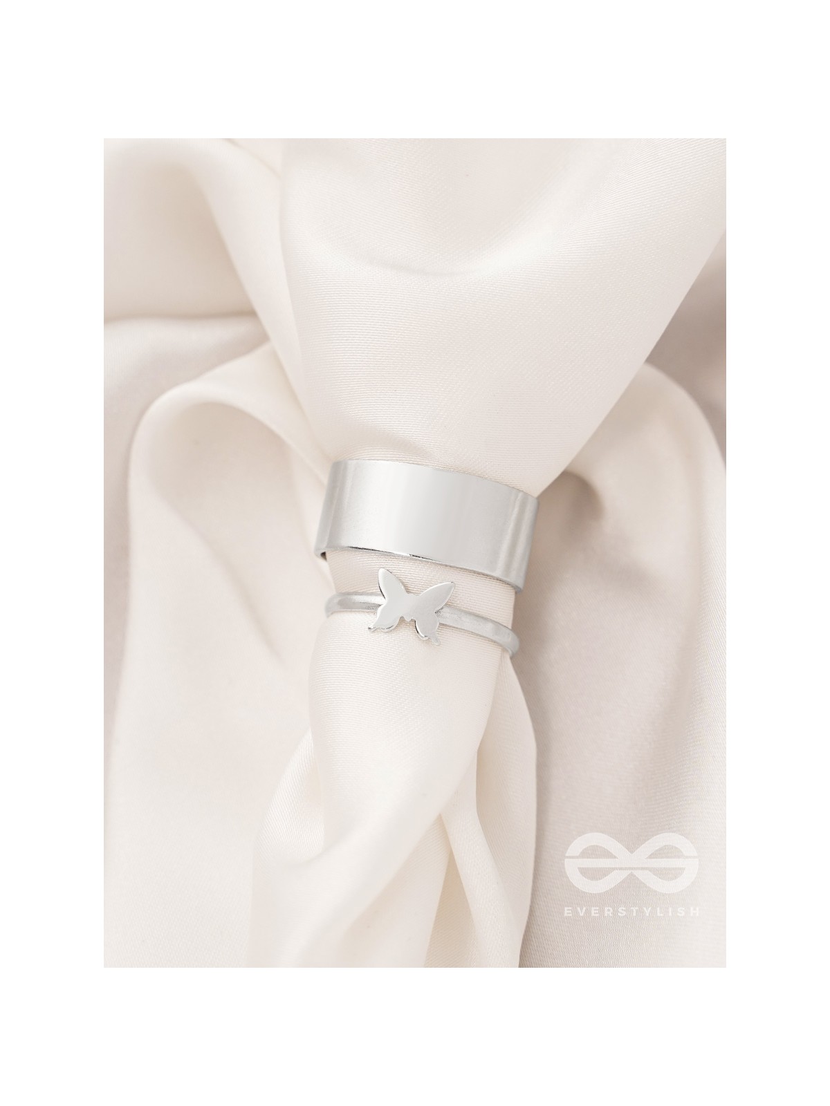 The Missing Moth- Set of Two Silver Rings