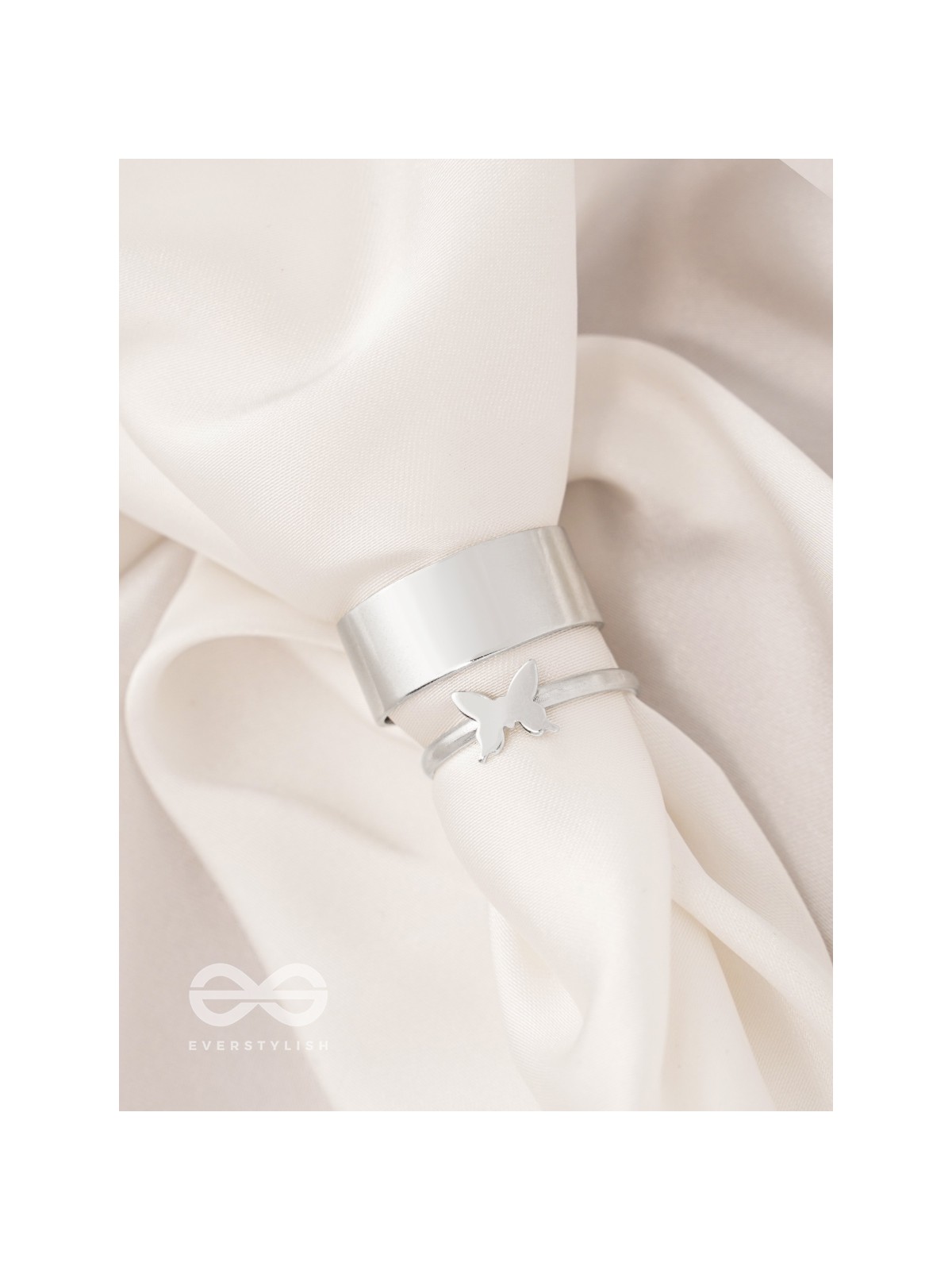 The Missing Moth- Set of Two Silver Rings