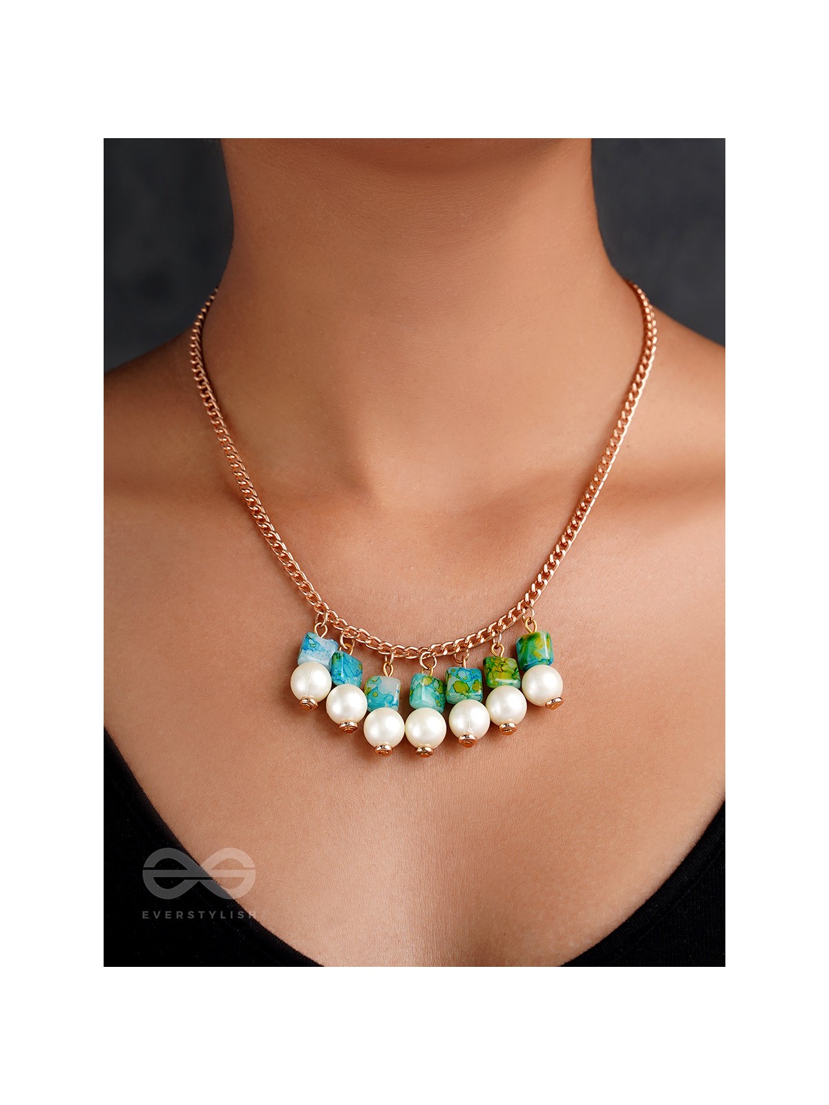 April Shower- Golden Pearls Necklace With Anti-Tarnish Coating 
